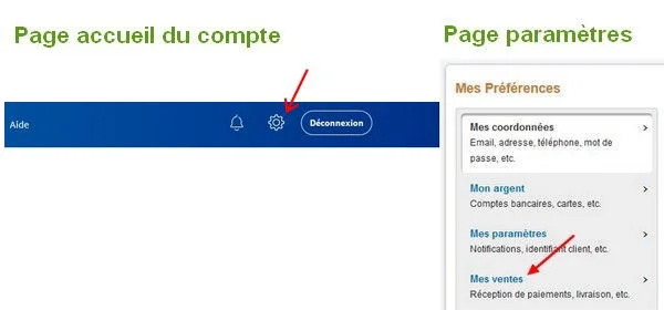 Paypal paramètres du compte